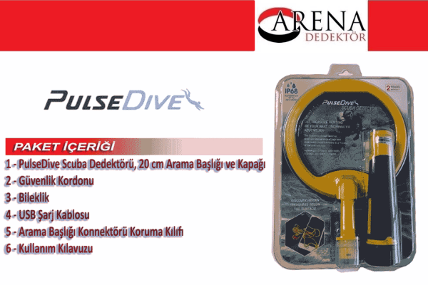 PulseDive Dedektör 20 cm başlıklı PulseDive Scuba Sarı